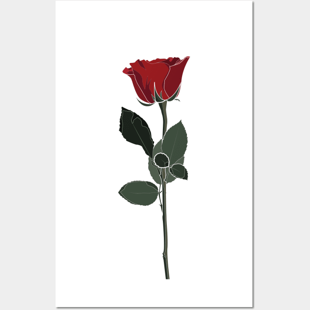 Flora Vignette : Red Rose Wall Art by Crafting Yellow